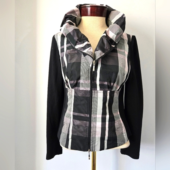 TUZZI Black,Pink and Gray Plaid Jacket. size 8 - Picture 1 of 13